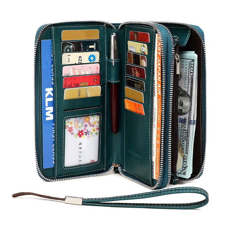 Close-up of card slots in wallet