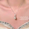 3164S Sparkling Zircon Artificial Pearl Necklace - No Box