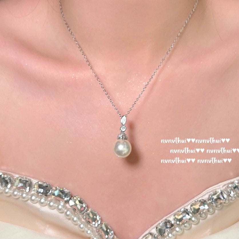 zircon drop necklace for women