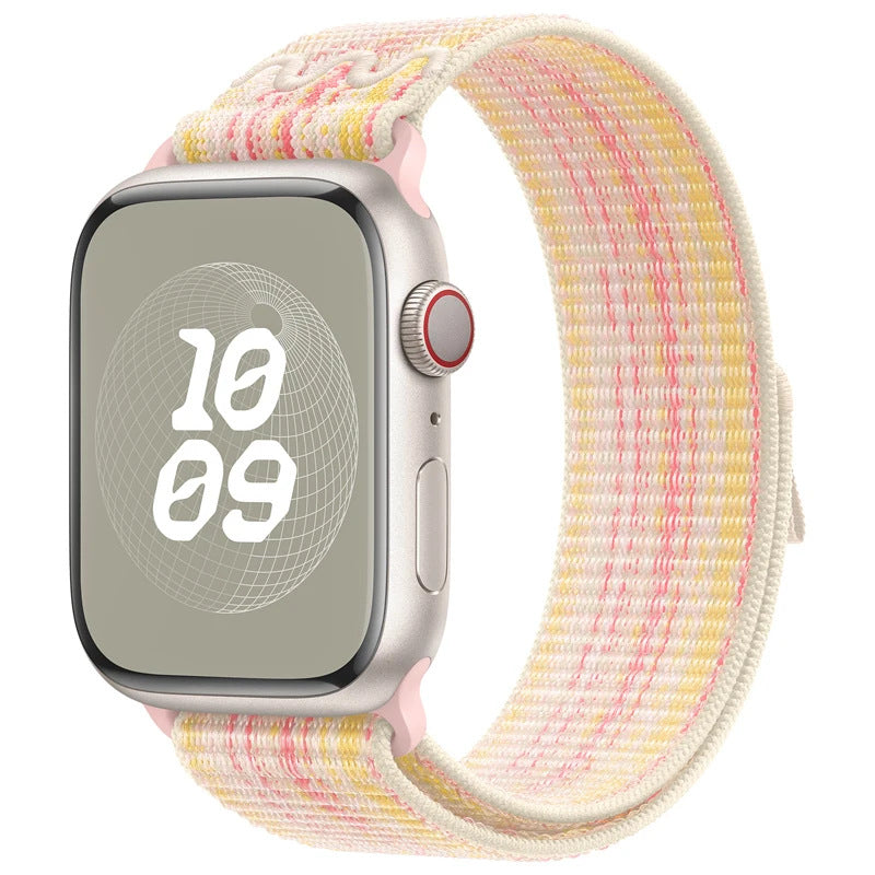 Stylish Nylon Braided Sports Band for Apple Watch - Compatible with Series 9/8/7/6/5/4/3/2/SE, Various Colors
