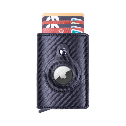 Smart leather wallet with Airtag tracking in carbon fiber