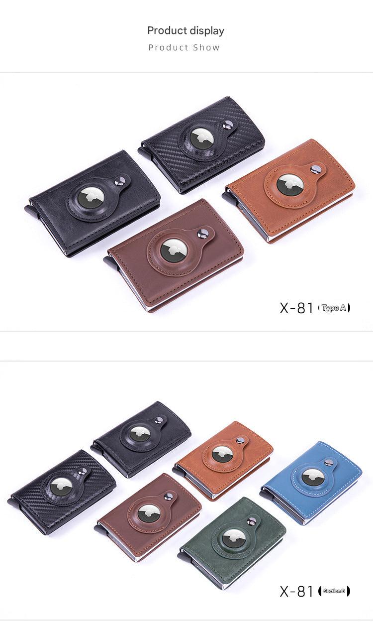 Smart leather wallet with Airtag tracking in carbon fiber