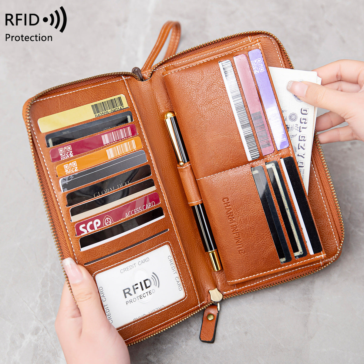 RFID women's wallet in black color