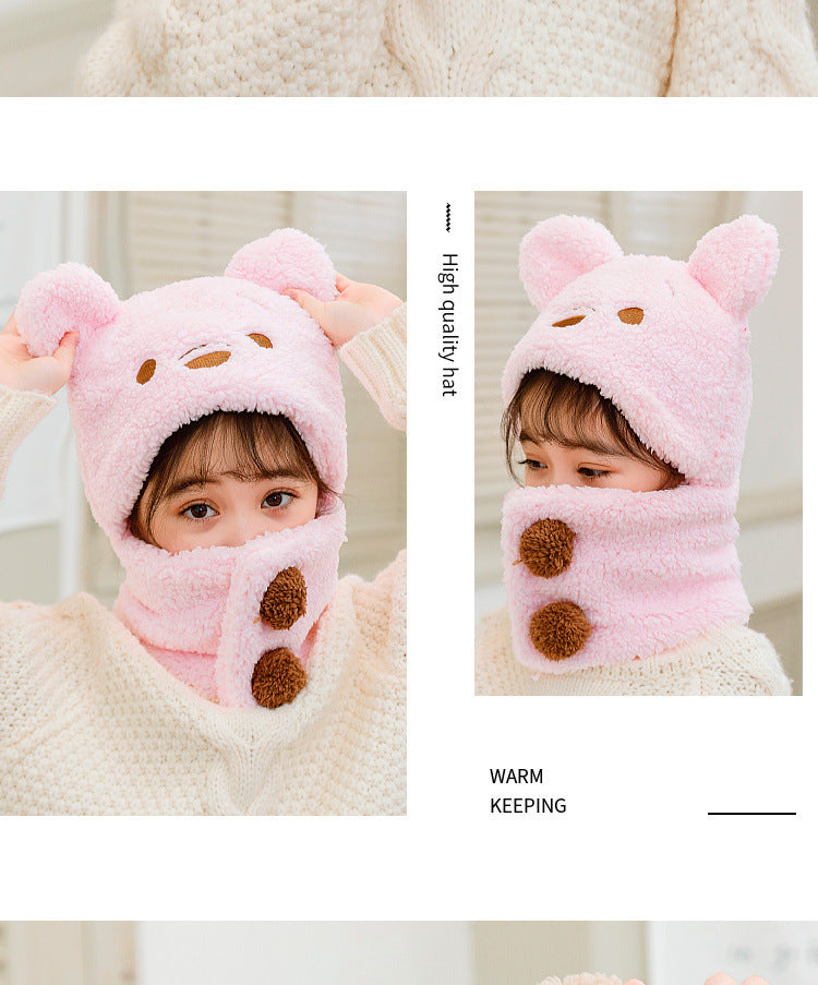 Kids winter hat with bear pattern - image 1