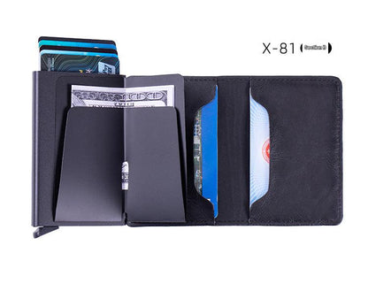 Smart leather wallet with Airtag tracking in brown
