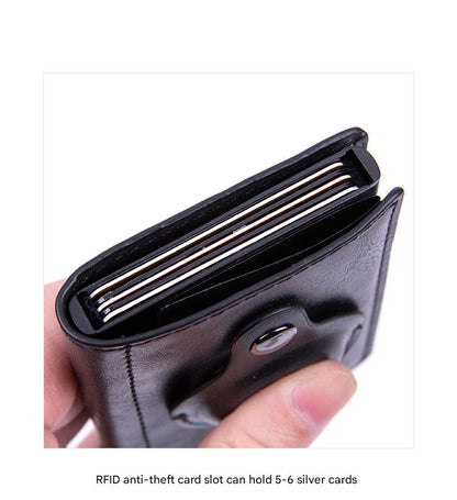 Smart leather wallet with Airtag tracking in brown