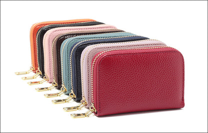 RFID blocking leather wallet in amethyst purple color