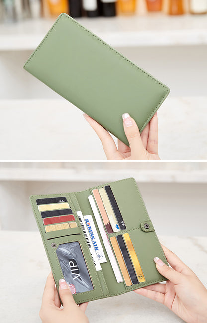 RFID blocking women's wallet open with cards