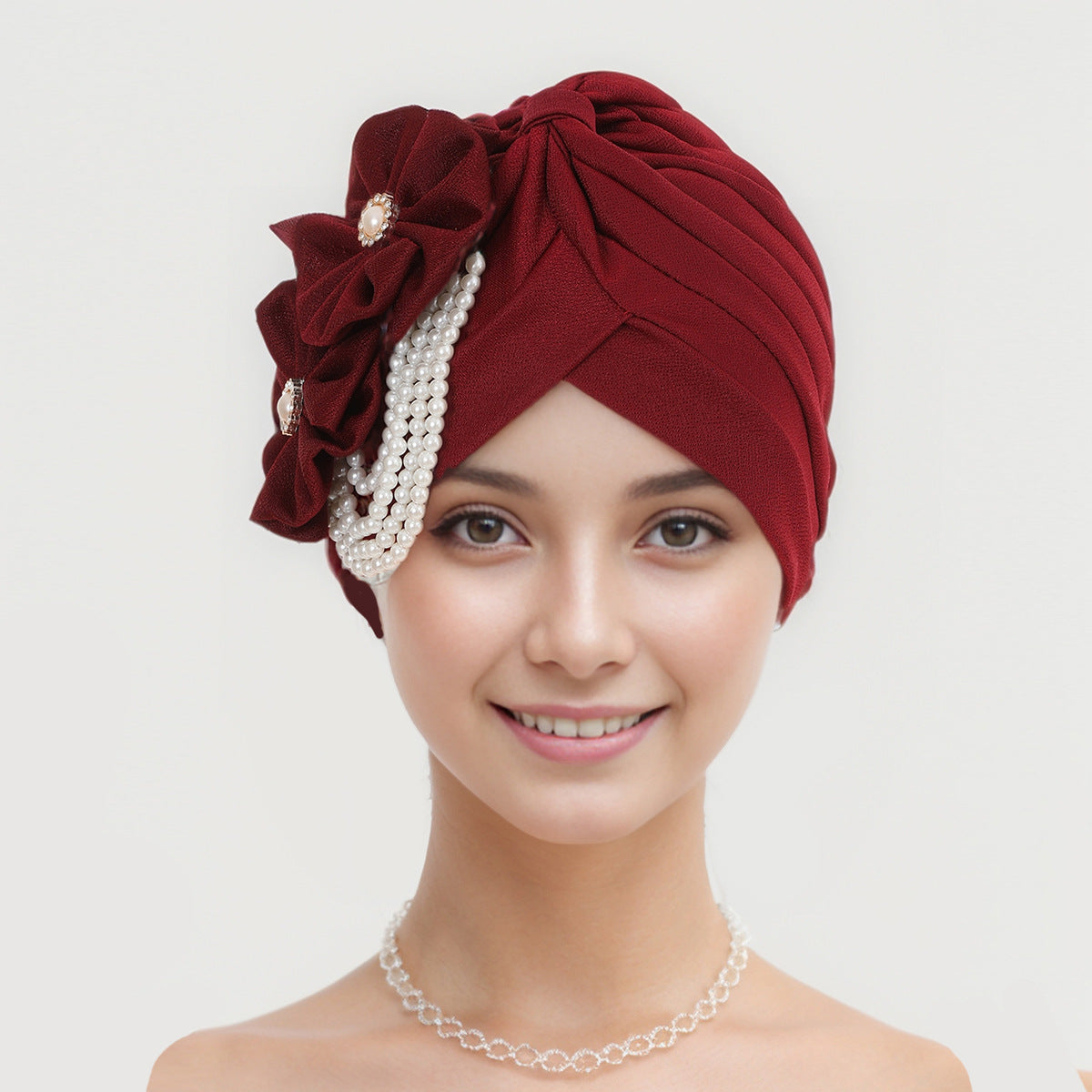 Polyester cap with floral designs - image 3