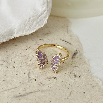 Stylish adjustable copper butterfly ring - image 6