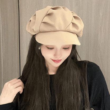beige women's beret hat