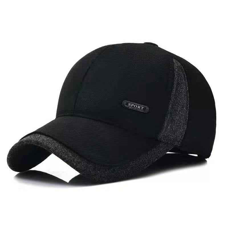 Warm cotton baseball cap in black and grey