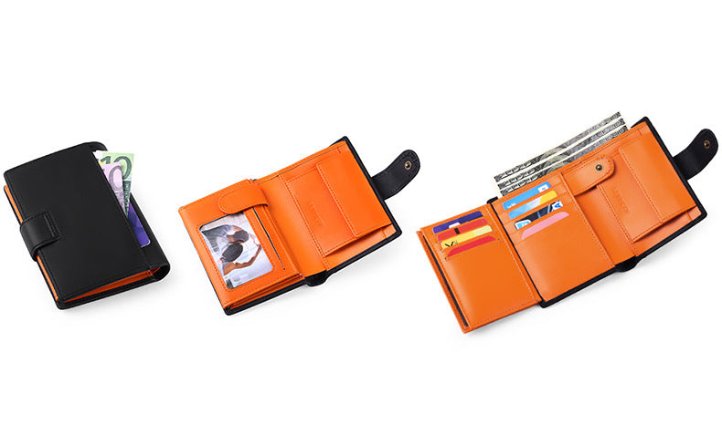 RFID blocking leather wallet - Black color