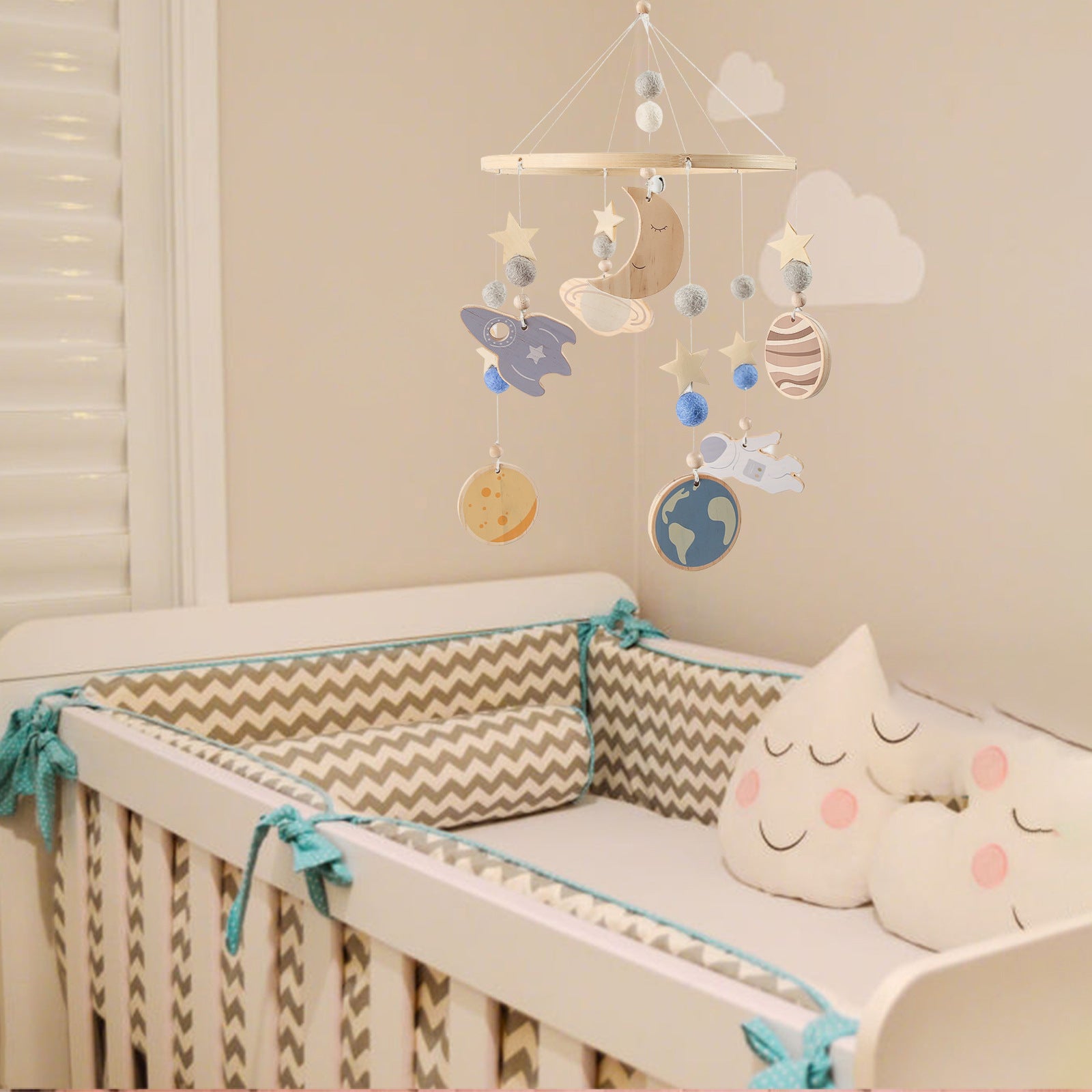 Baby Crib Mobile in Natural Wood - Image 6