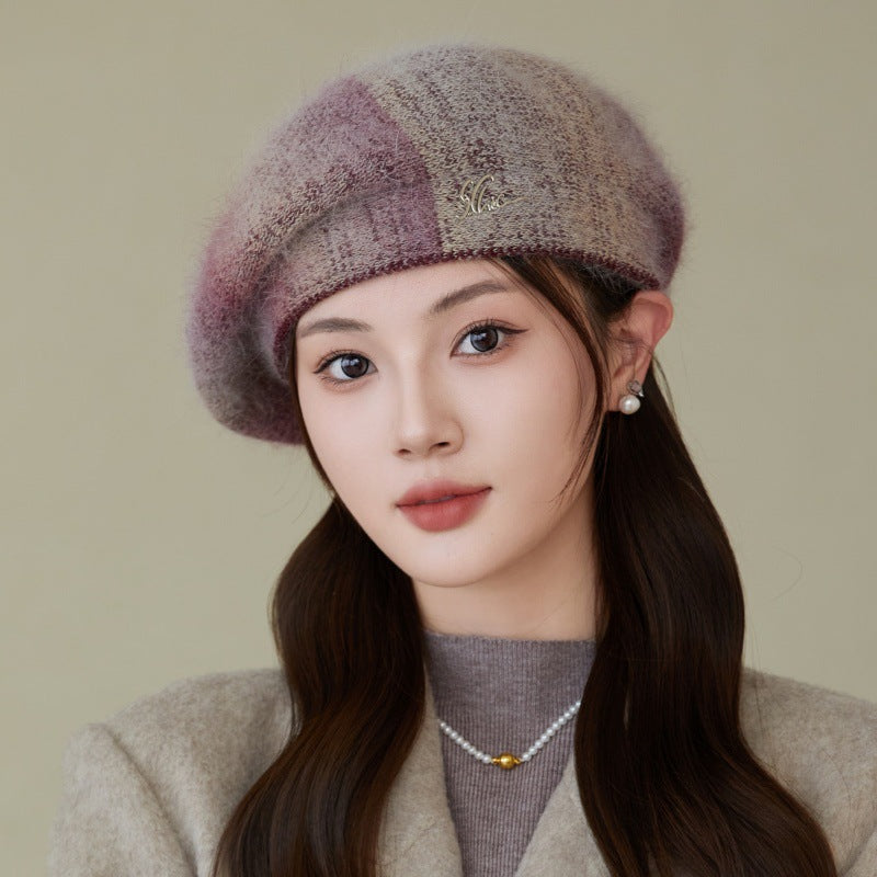 Cozy Rabbit Fur Beret Hat for Women