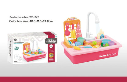 plastic toy kitchen with green frog design