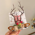 11#Christmas Hair Clip - Pom-Pom Dark Brown Branch Hairpin