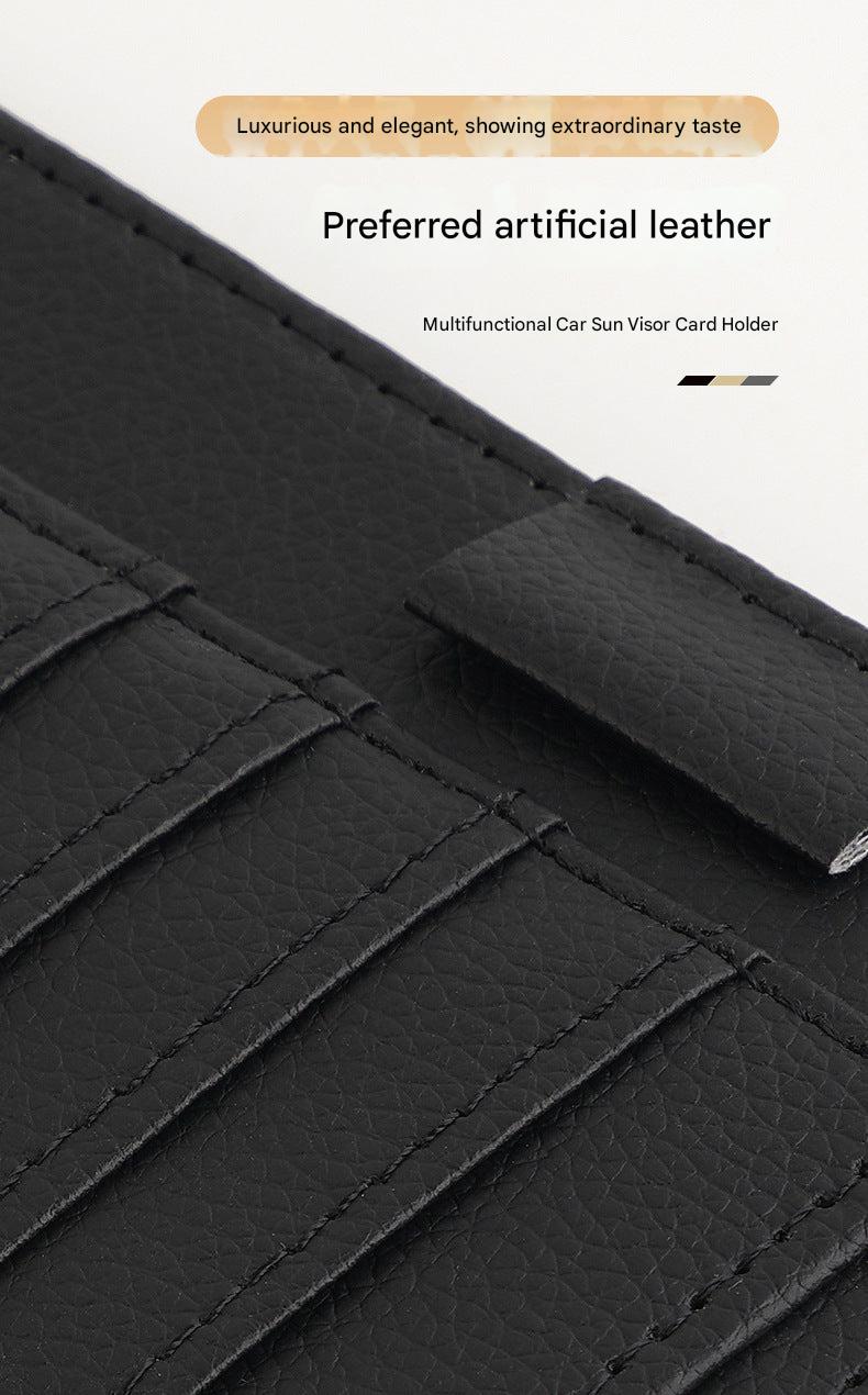 PU leather sunglasses holder in car