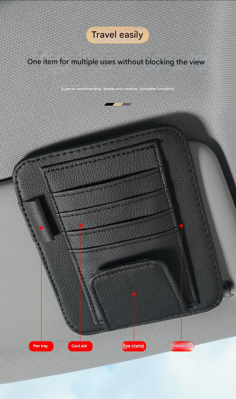 Car accessories organizer on sun visor