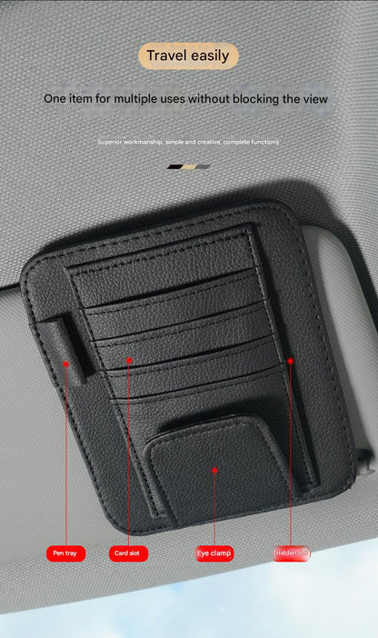 Car accessories organizer on sun visor