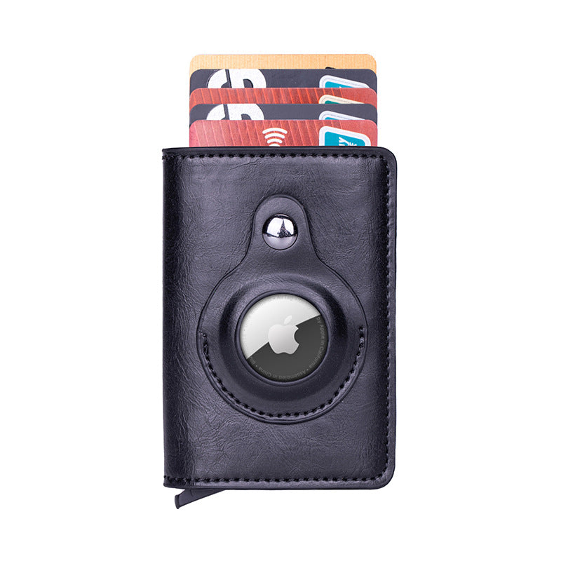 Smart leather wallet with Airtag tracking in carbon fiber