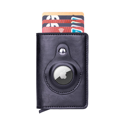 Smart leather wallet with Airtag tracking in carbon fiber