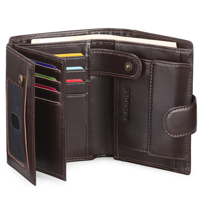 Genuine leather wallet - Orange-Black combination