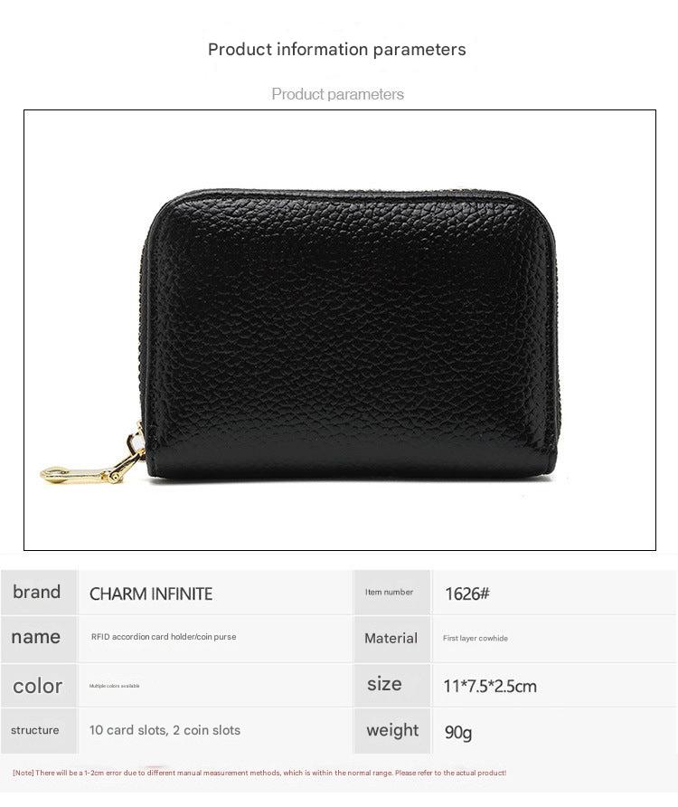 RFID blocking leather wallet in black color