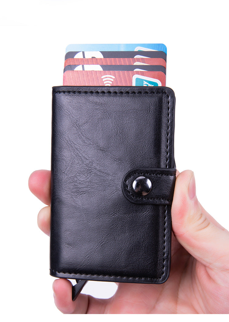 Close-up of card holder stitching