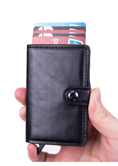 Close-up of card holder stitching