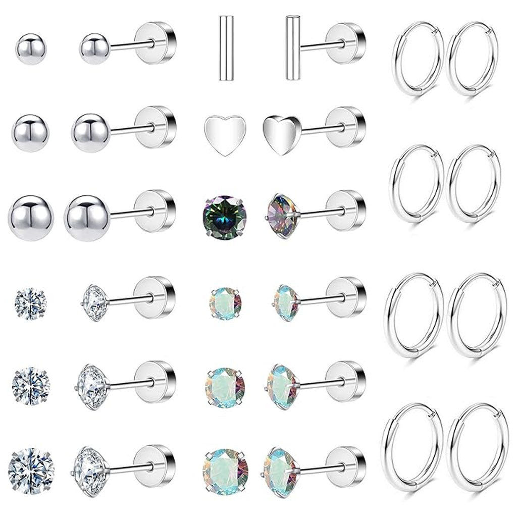 Stainless Steel Geometric Earrings Set Image 5