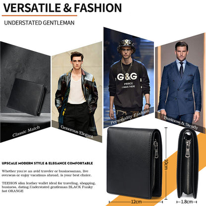 Men's wallet with coin pocket in brown