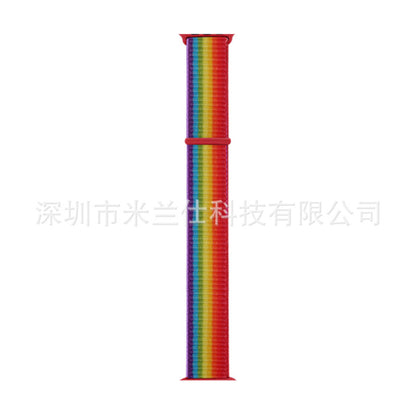 Stylish Nylon Braided Watch Band for Apple Watch - Compatible with Series 1-9 & Ultra - Adjustable Velcro Closure - Multiple Colors Available