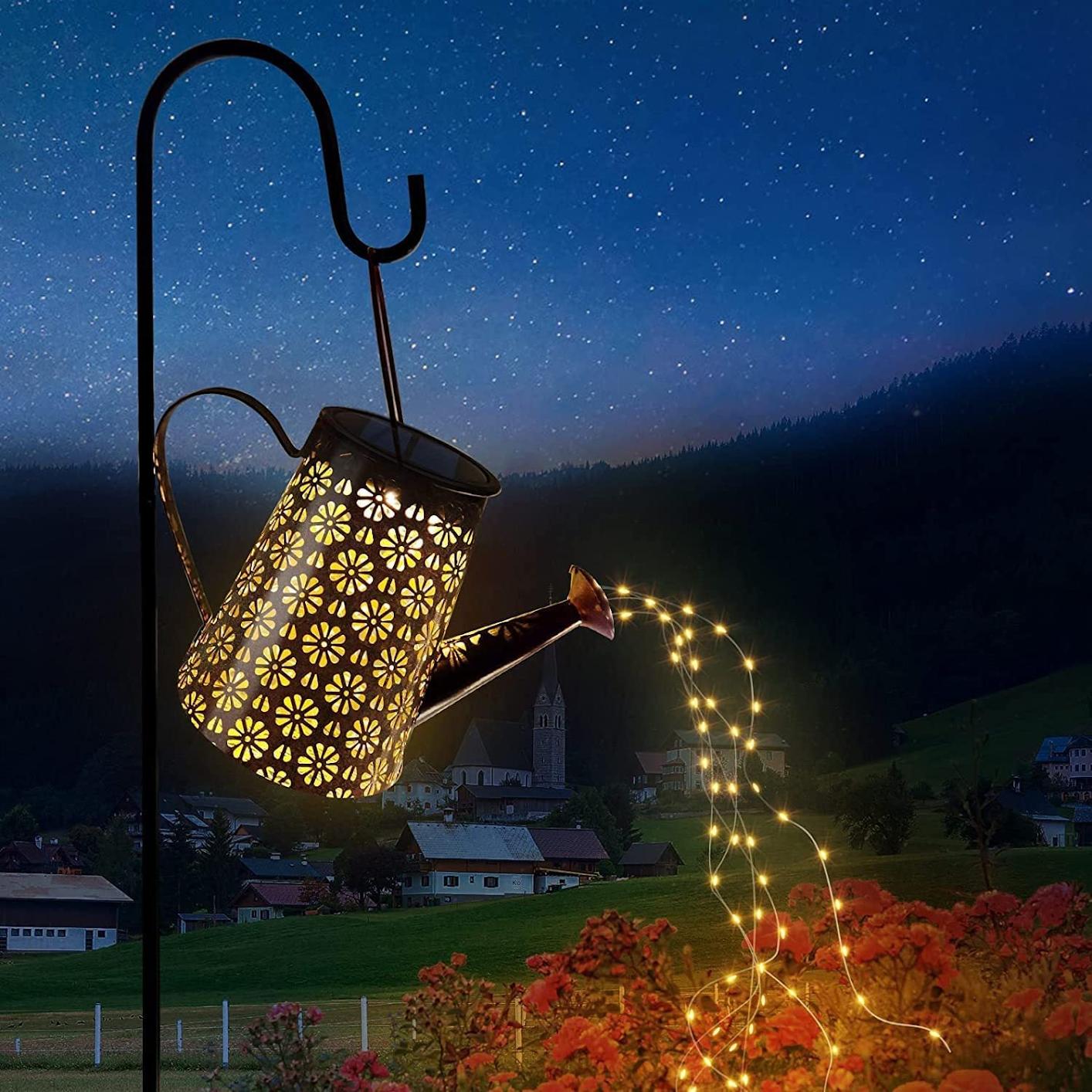 Plastic solar outdoor light in a garden