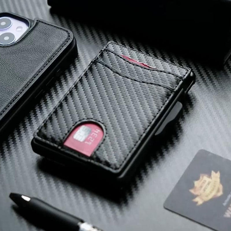 Carbon fiber wallet foldable with card slots