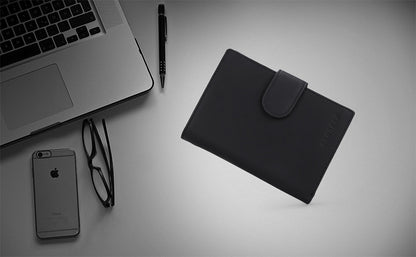 Blue leather wallet - Matte texture