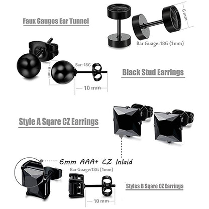 black zircon ear studs for men image 1