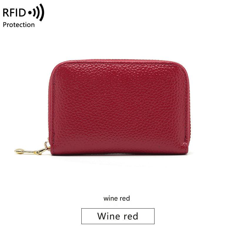 RFID blocking leather wallet in yellow color