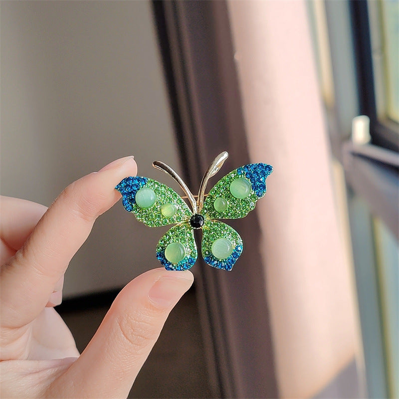 Elegant rhinestone butterfly brooch