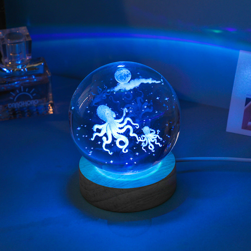 LED illuminated crystal ball night light image 3