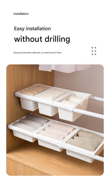 No-drill storage solution in closet