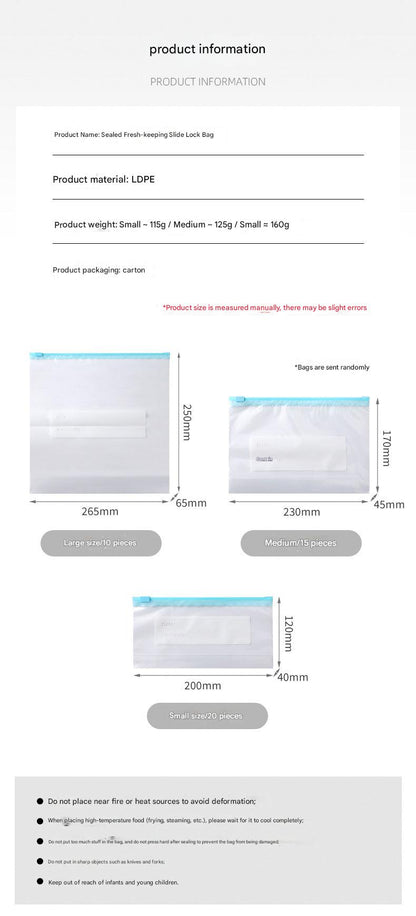 Leak-proof refrigerator storage bags