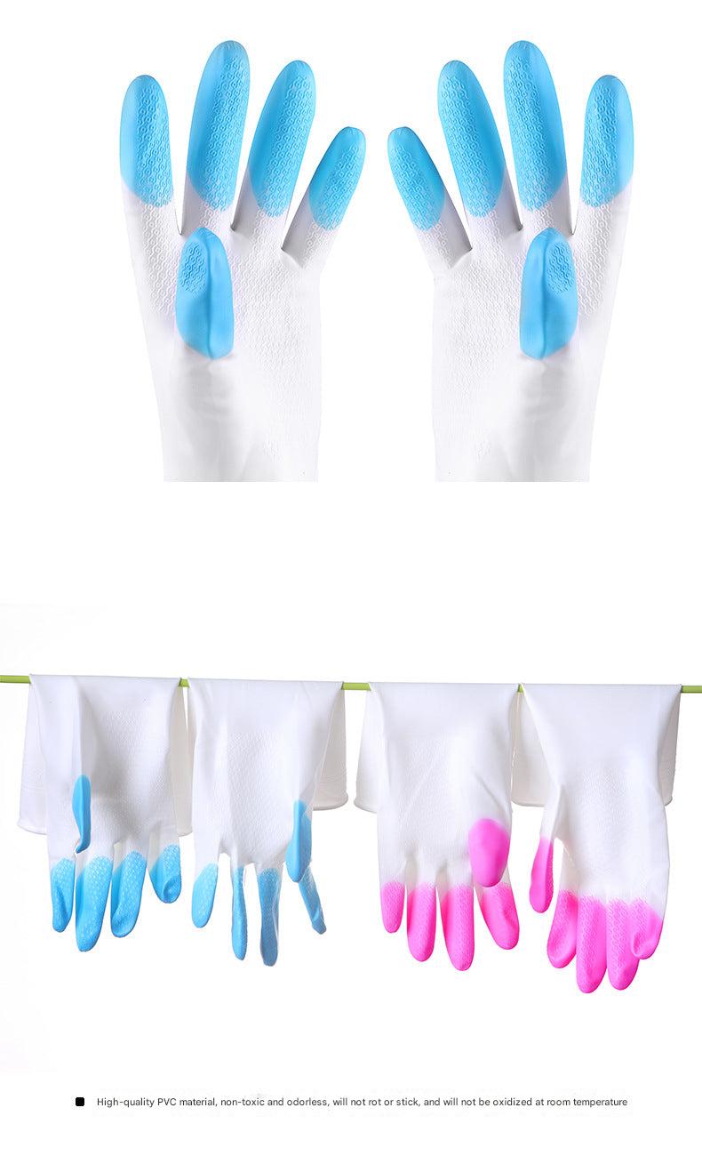 Green latex cleaning gloves