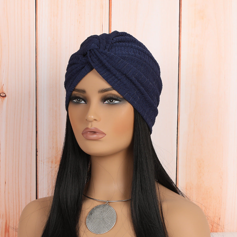 Fashionable twist headwrap beanie in stylish black color