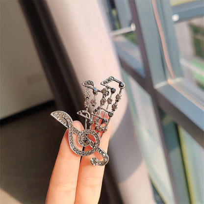 musical note brooch blue color rhinestones
