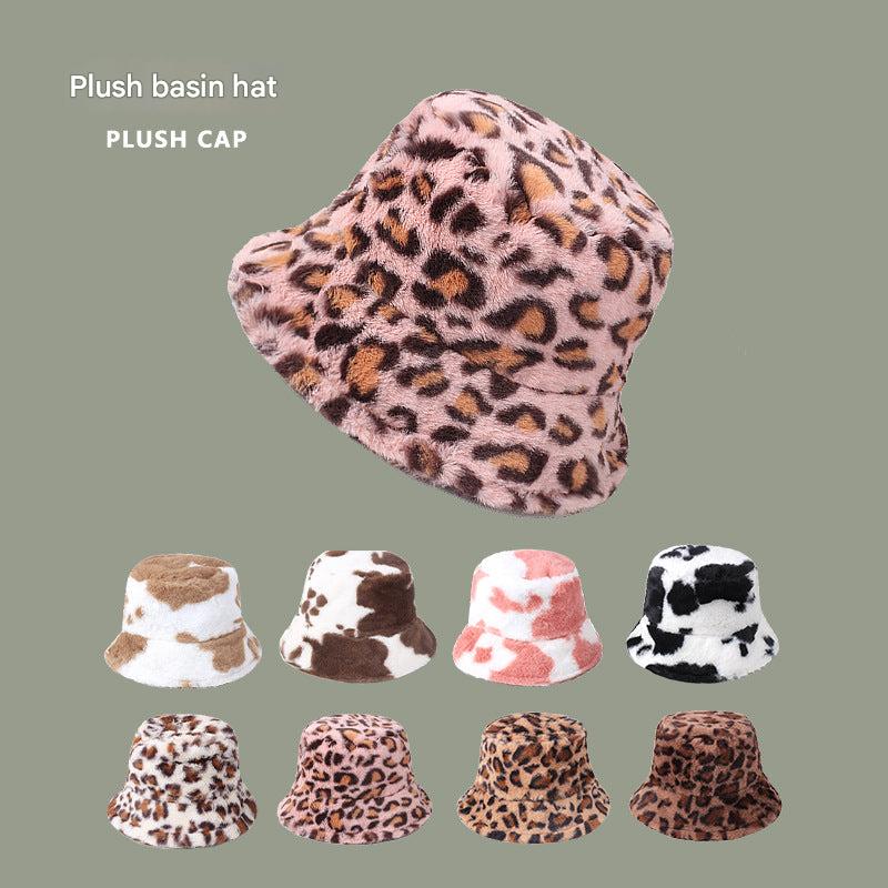Leopard print fisherman hat model wearing