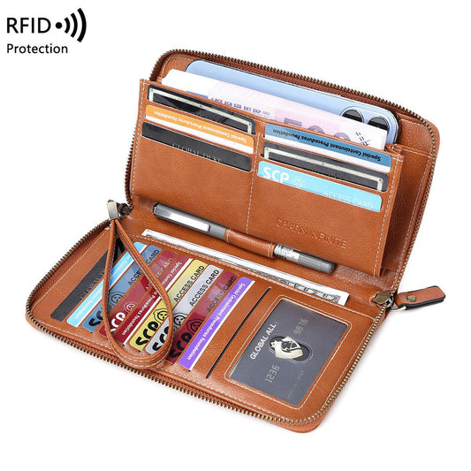 RFID women's wallet in peacock blue color