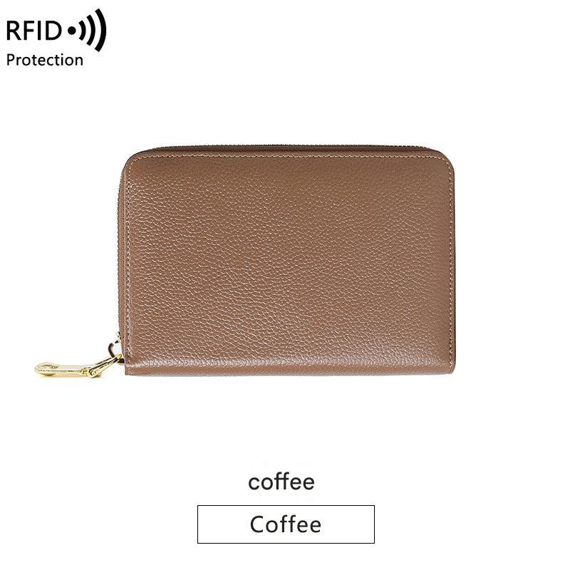 RFID blocking leather wallet in army green color
