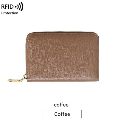 RFID blocking leather wallet in army green color