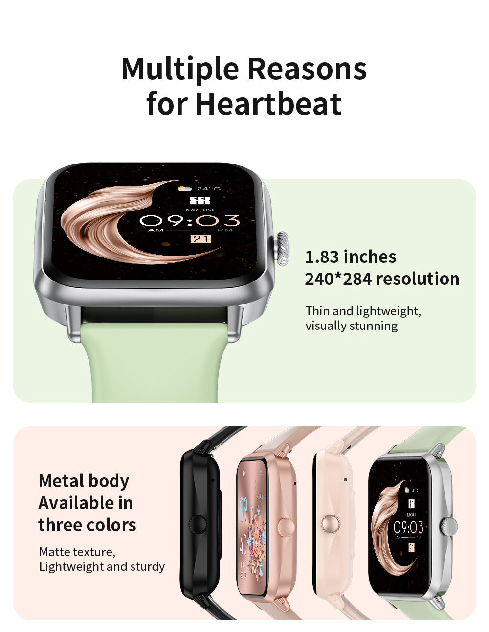 Elegant square touchscreen smartwatch design